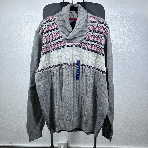 Chaps Gray Patterned Men's Sweater Size XXL - Picture 2 of 10